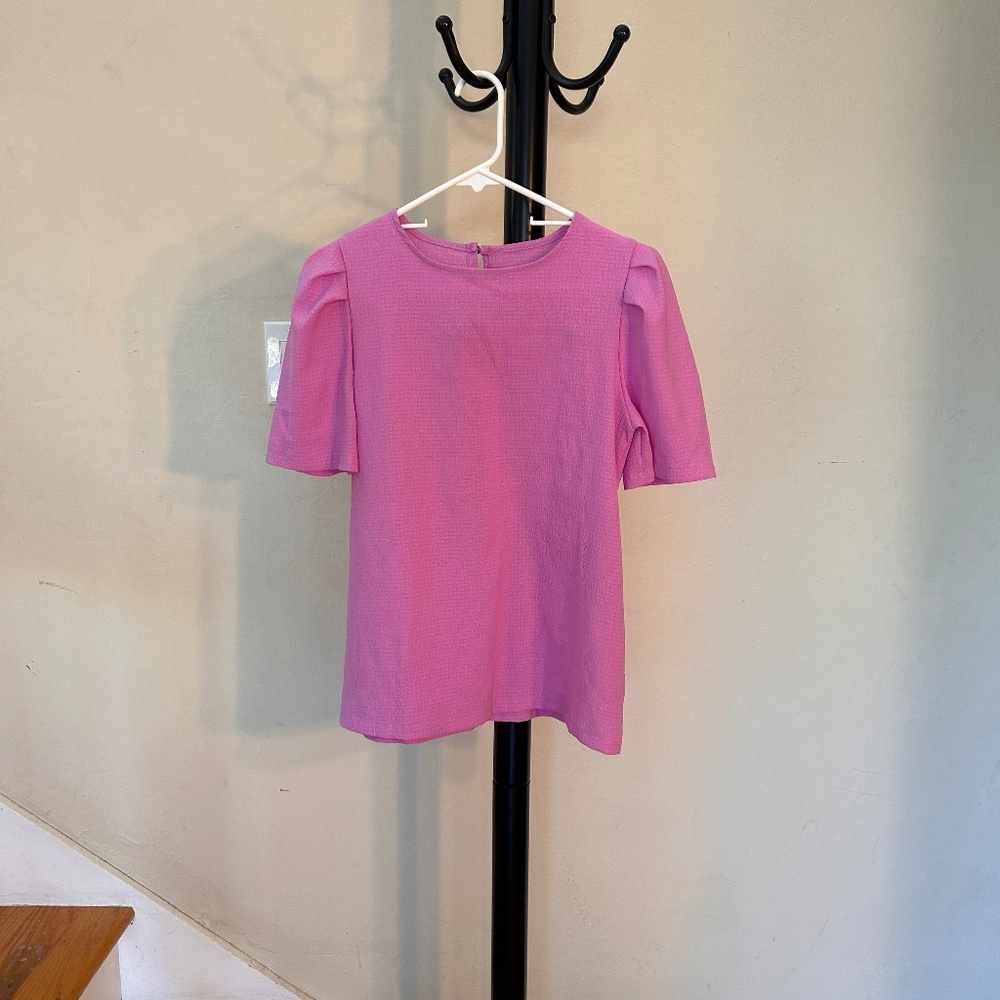 Stretchy Short Sleeve Fuchsia/Magenta Top